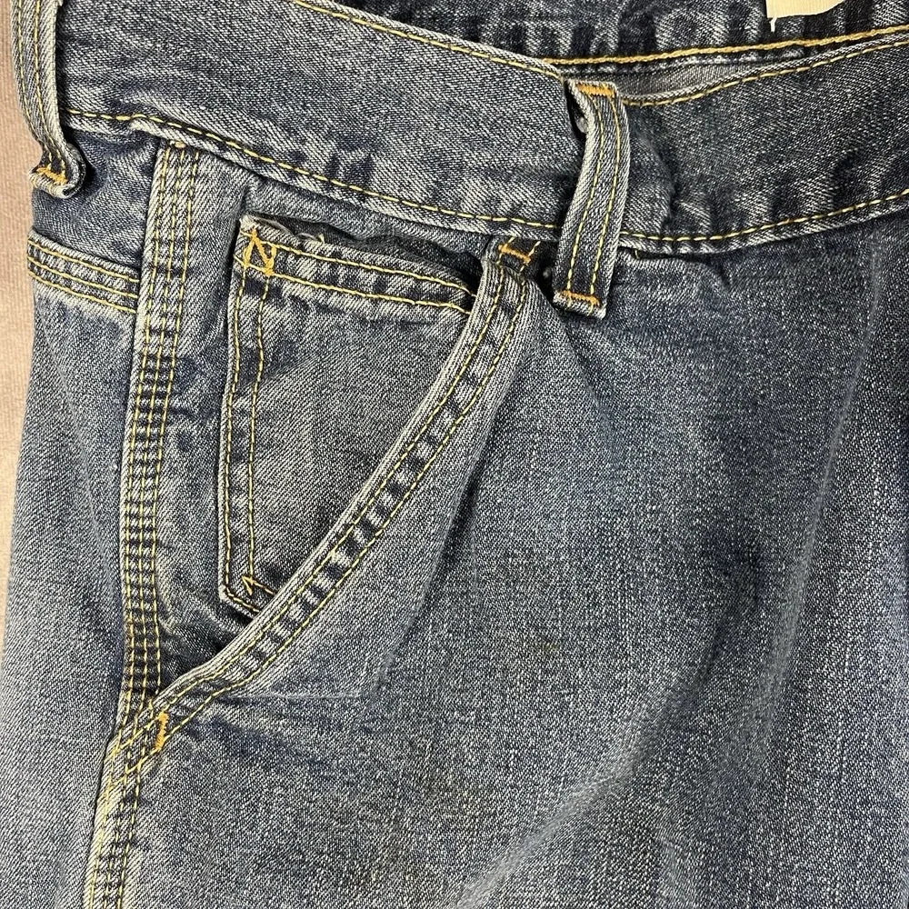 Vtg LEVI'S Carpenter Loose Straight Jeans Mens 38x32 Baggy Work Dark Wash Denim‎